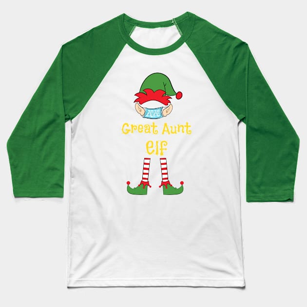 2020 Masked Christmas Elf Family Group Matching Shirts -  Great Aunt Baseball T-Shirt by Funkrafstik